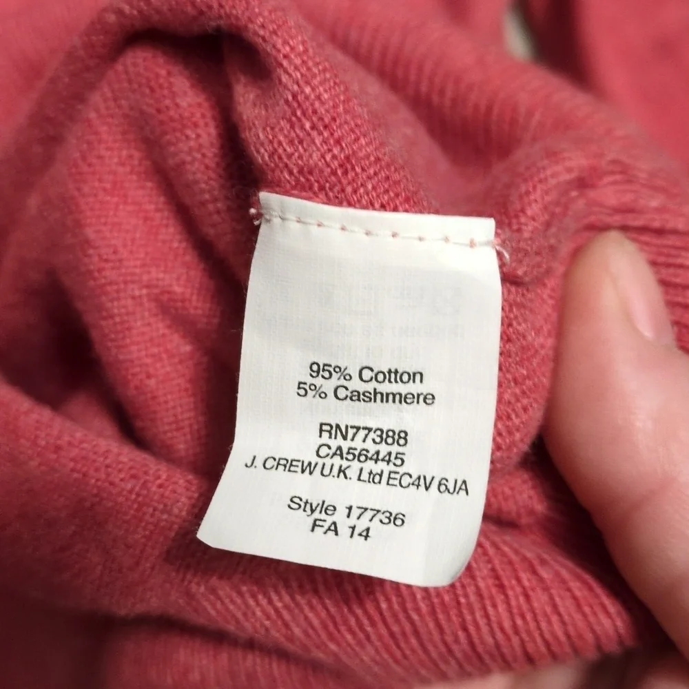 J Crew Salmon Pink Cotton Cashmere Sweater Large